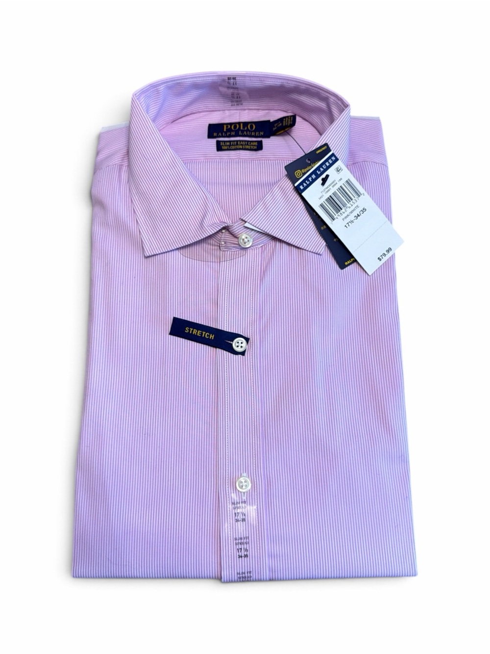 Preppy old money Polo Ralph Lauren Pink Stripe Slim Fit Dress Shirt XL NWT